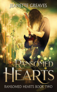 Cover image of Ransomed Hearts by Jeanette Greaves. A young man playing an electric guitar on a small stage.