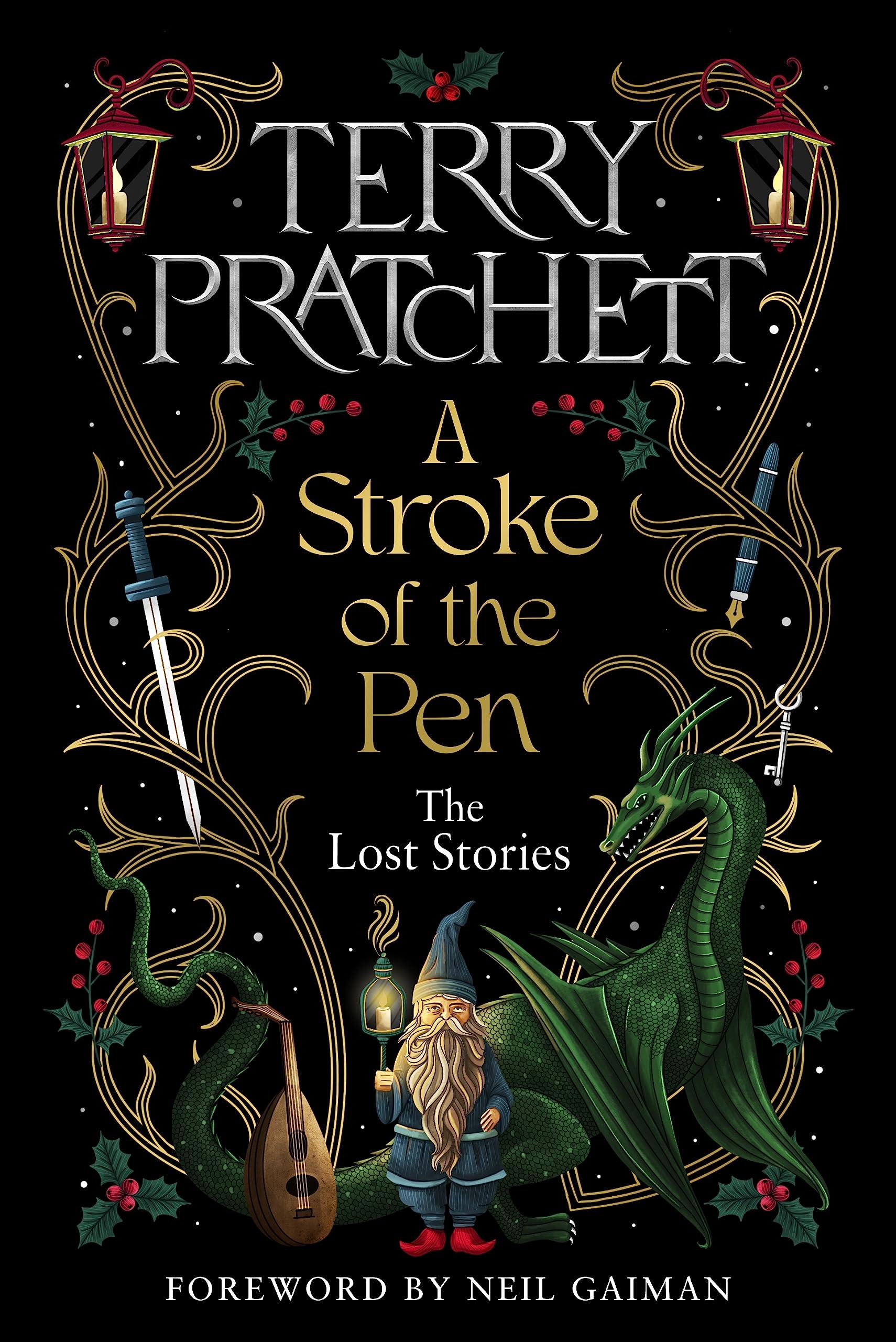 The front cover of Terry Pratchett's collection of early short stories entitled 'A Stroke of the Pen. The Lost Stories' 